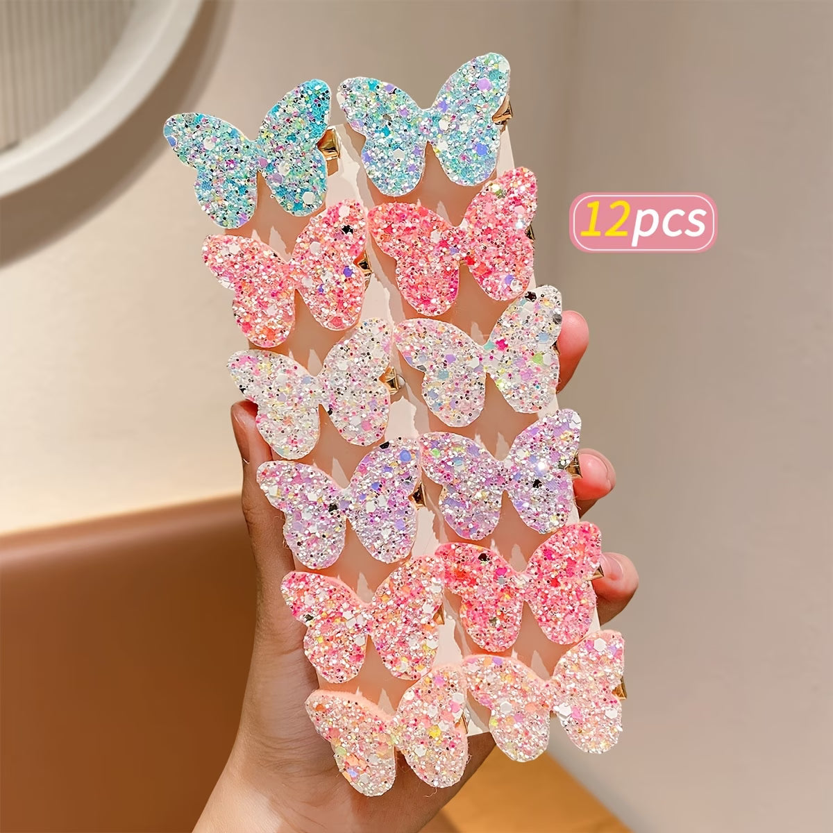 Heart Charm Hair Clips Set Cute Aesthetic Sequin Pins