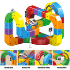 Multicolor DIY plastic modular train track toy with looping arches