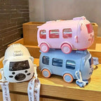 Cute Bear Water Bottle with Strap & Straw