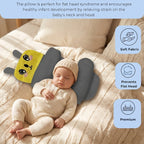 Unisex baby support pillow with yellow bunny face and side bolsters