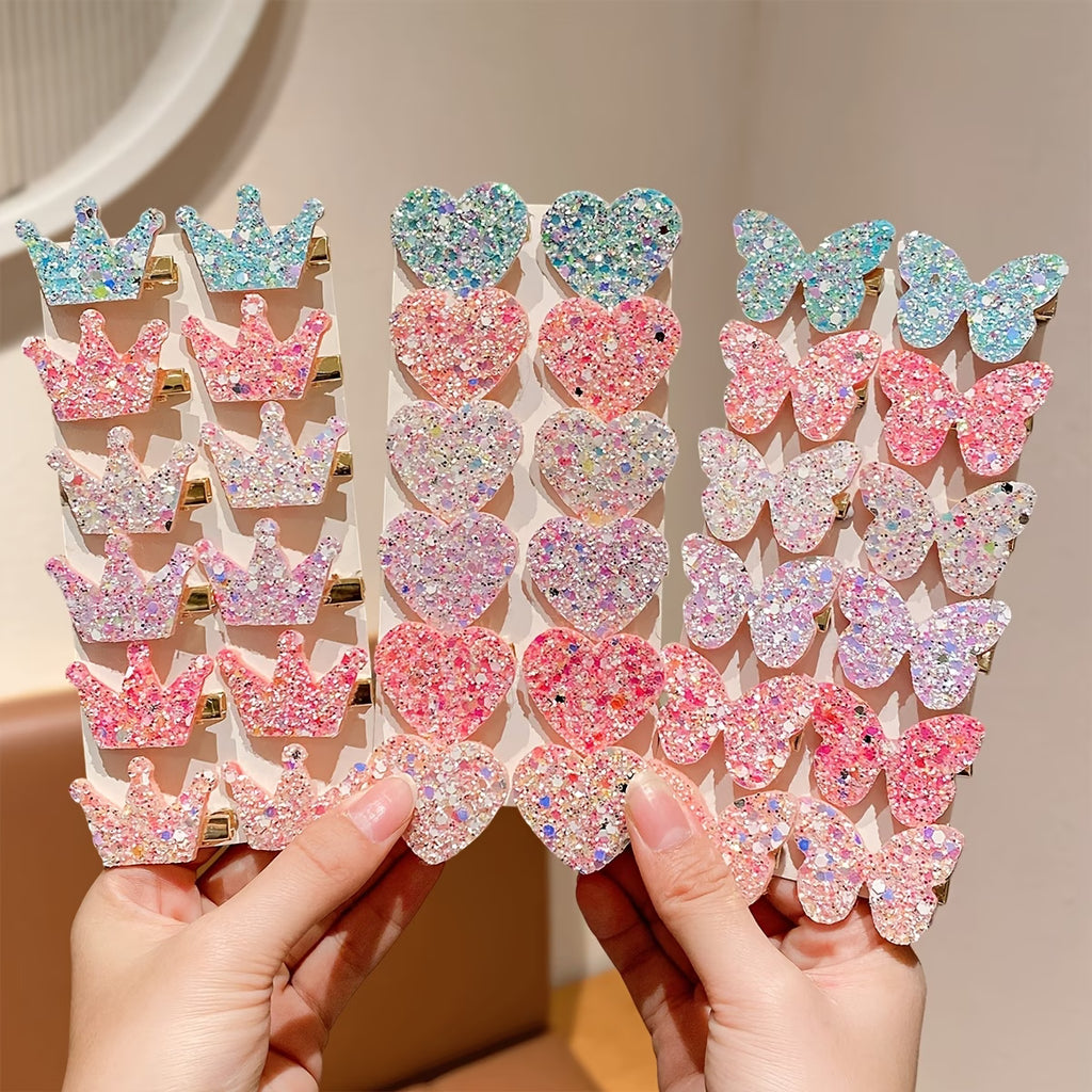 Heart Charm Hair Clips Set Cute Aesthetic Sequin Pins