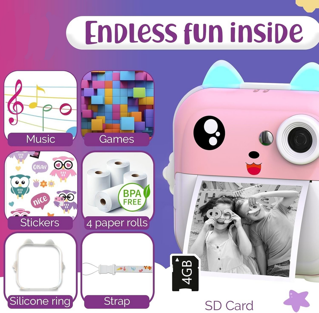 Instant Fun Camera 📸 Instant Print Camera for Kids – Fun, Creative & Mess-Free Printing! 🎉