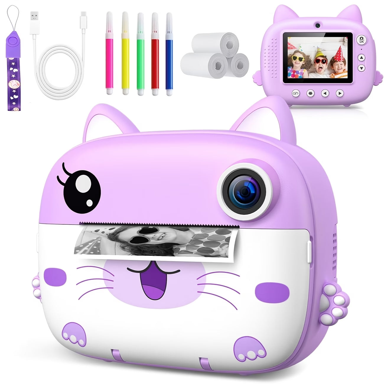 Kids Instant Print Camera with Dual Lens