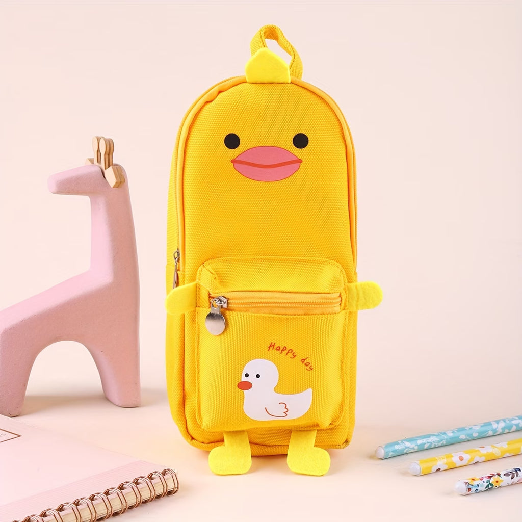 Large Capacity Cartoon Animal Pencil Case – Durable Oxford Fabric Storage Pouch