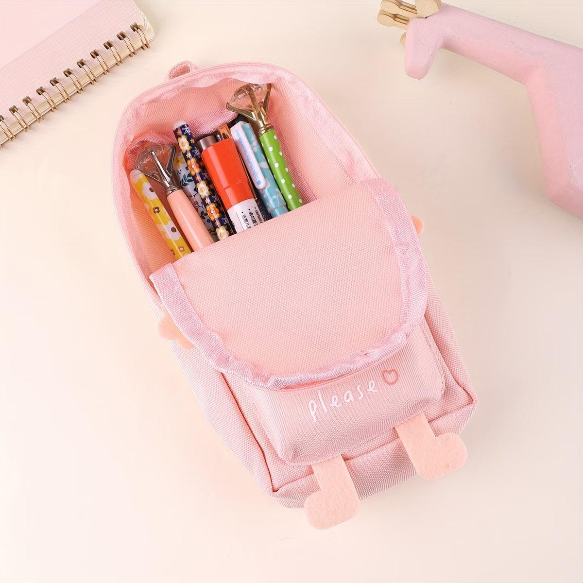 Large Capacity Cartoon Animal Pencil Case – Durable Oxford Fabric Storage Pouch