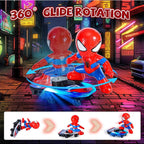 Unisex blue Spider-Man action figure toy riding a rolling skateboard
