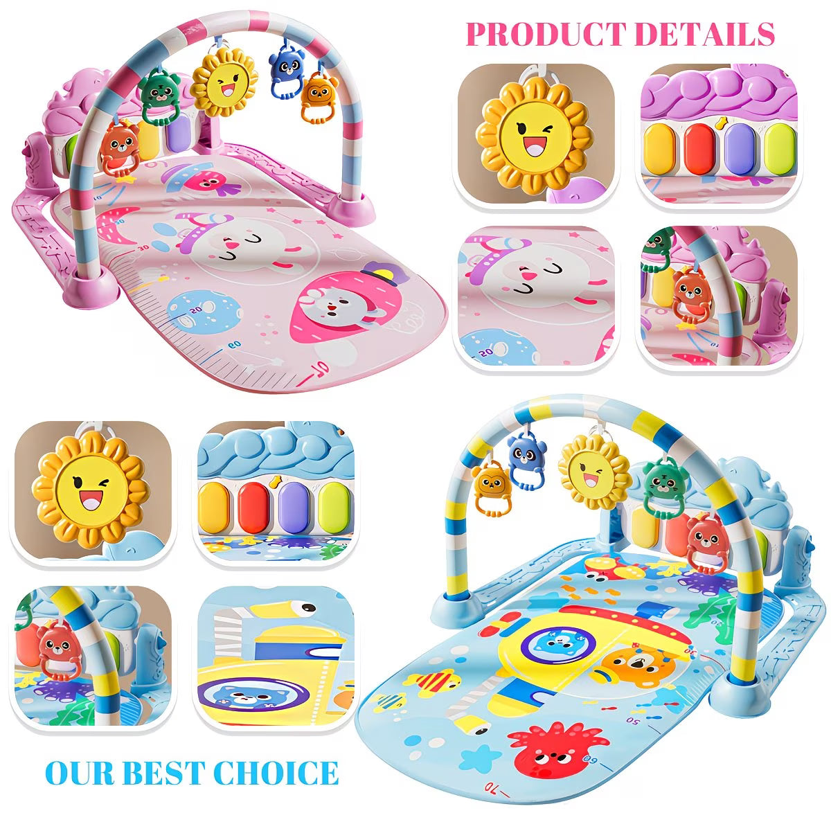 Baby Activity Gym Play Mat with Music & Lights for Infants