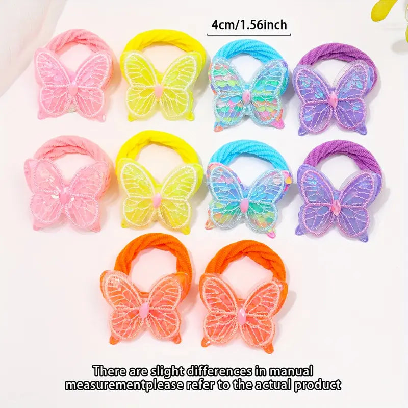 Butterfly Hair Ties for Girls – 8pcs Cute Elastic Bands, Soft & Colorful Hair Accessories