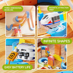 Multicolor DIY plastic modular train track toy with looping arches