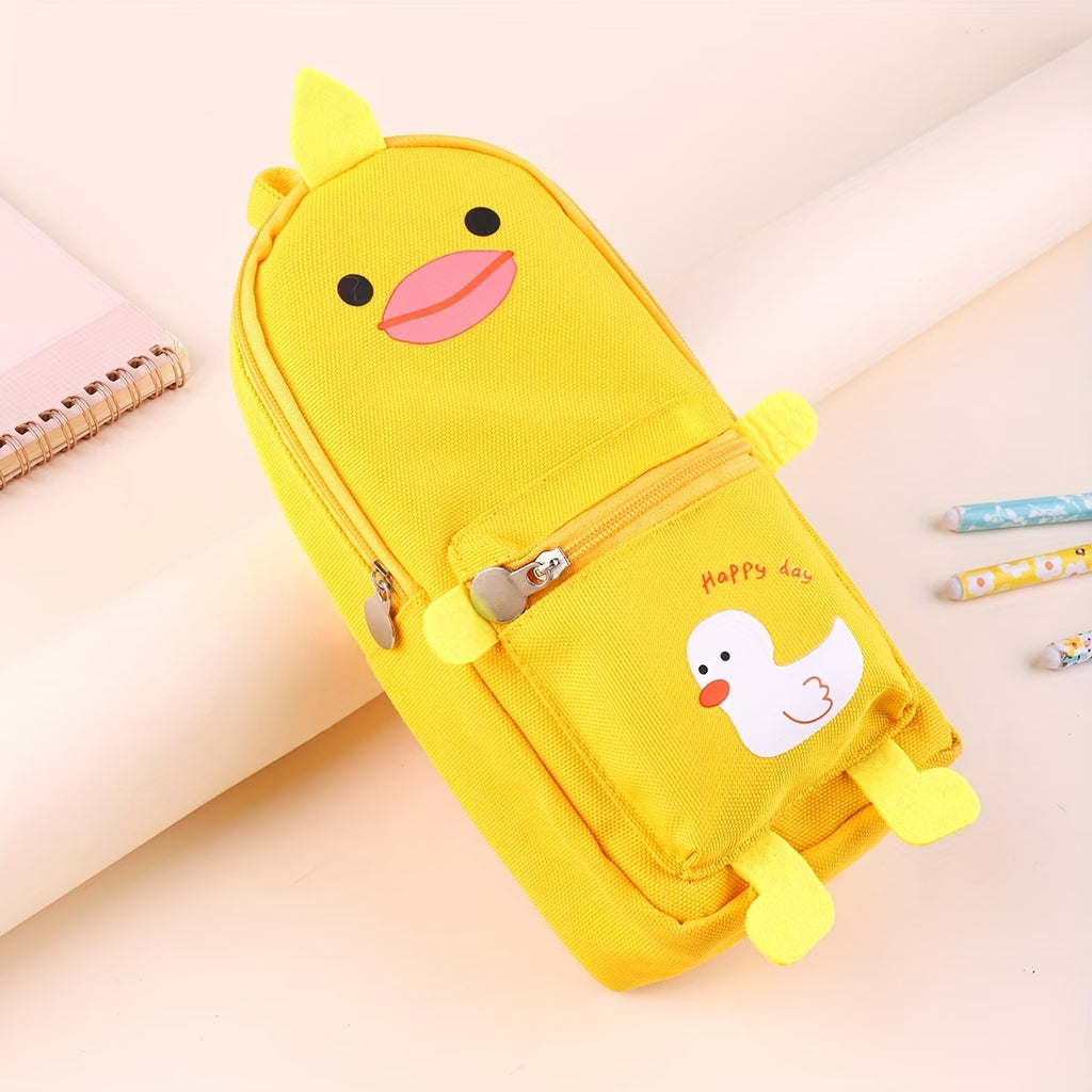 Large Capacity Cartoon Animal Pencil Case – Durable Oxford Fabric Storage Pouch