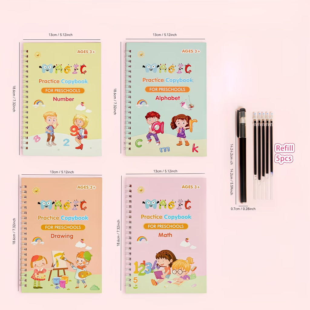 Magic Practice Copybook Set (4 Books + Pen Kit)