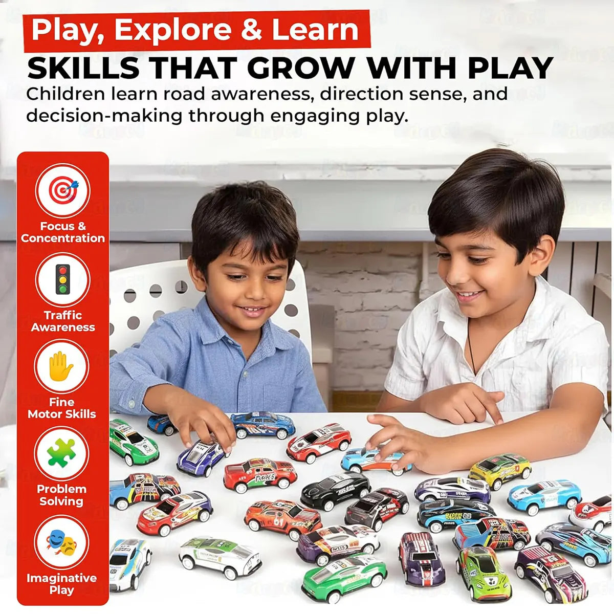Multicolor alloy miniature toy racing cars with a red storage container box