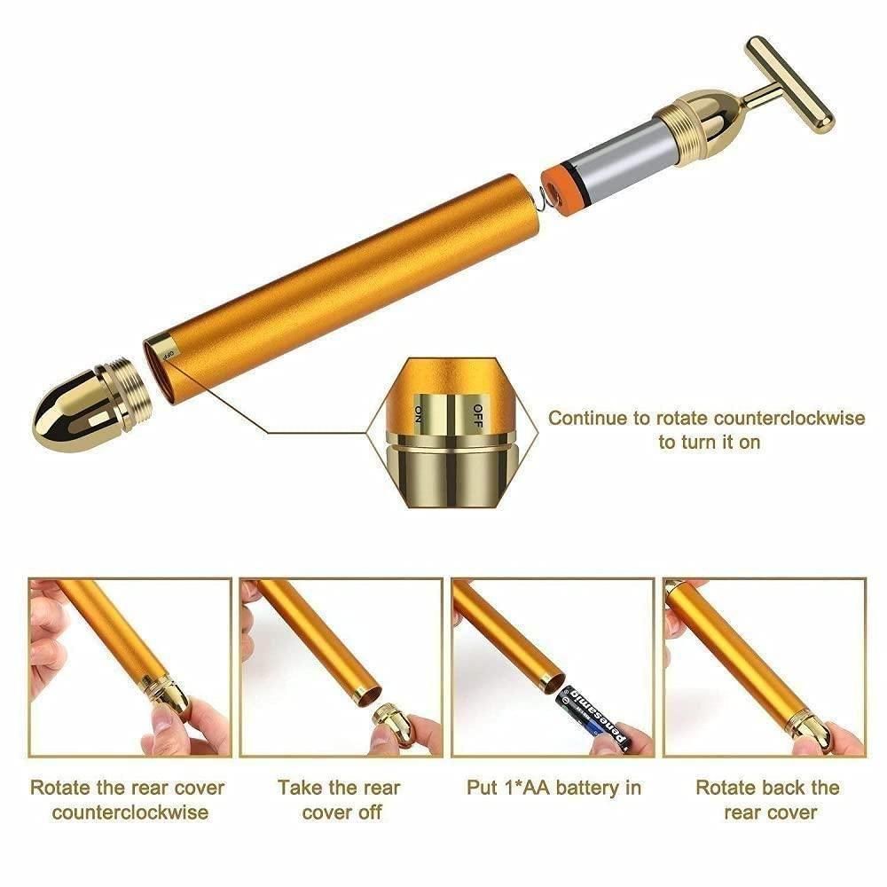 Gold color Energy Beauty Bar Electric Facial Massage Roller