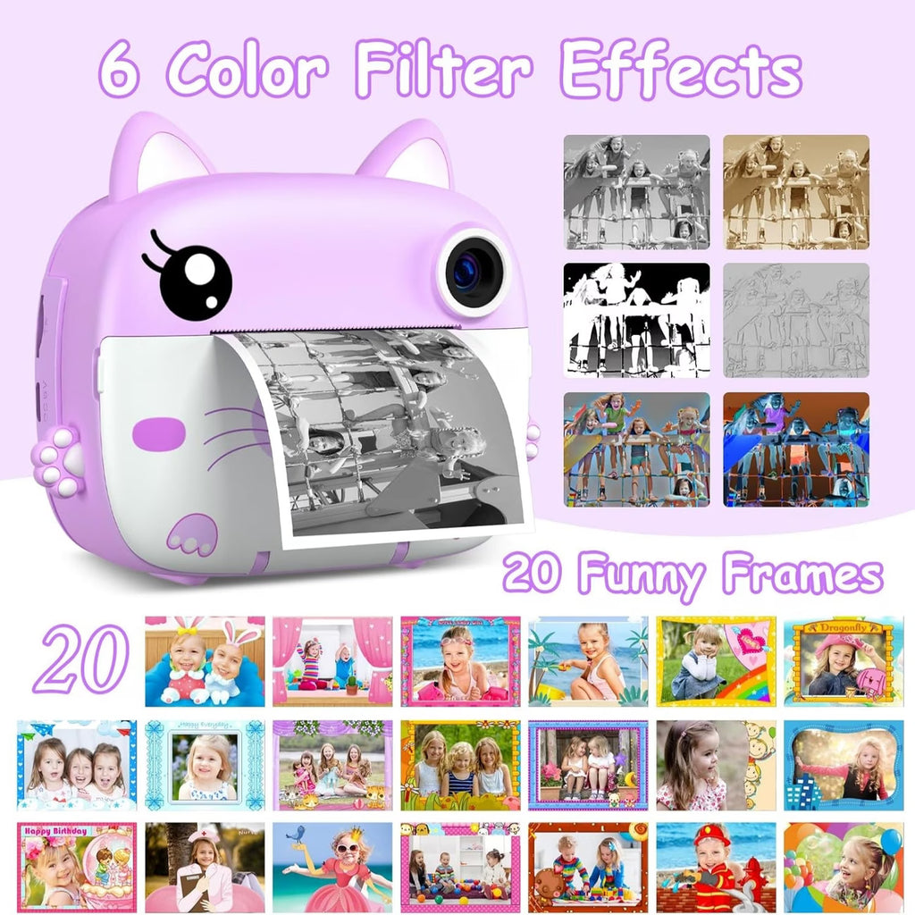 Kids Instant Print Camera with Dual Lens