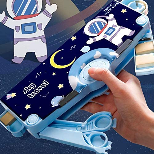 Multifunction Pencil Box with Compartments, Scissors & Sharpener – Student Stationery Organizer