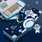 Multifunction Pencil Box with Compartments, Scissors & Sharpener – Student Stationery Organizer
