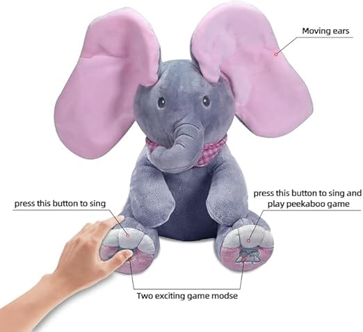 Musical Elephant Plush Toy – Soft Stuffed Animal with Light and Sound for Babies