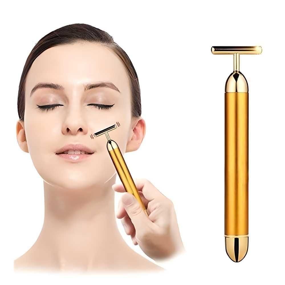 Gold color Energy Beauty Bar Electric Facial Massage Roller