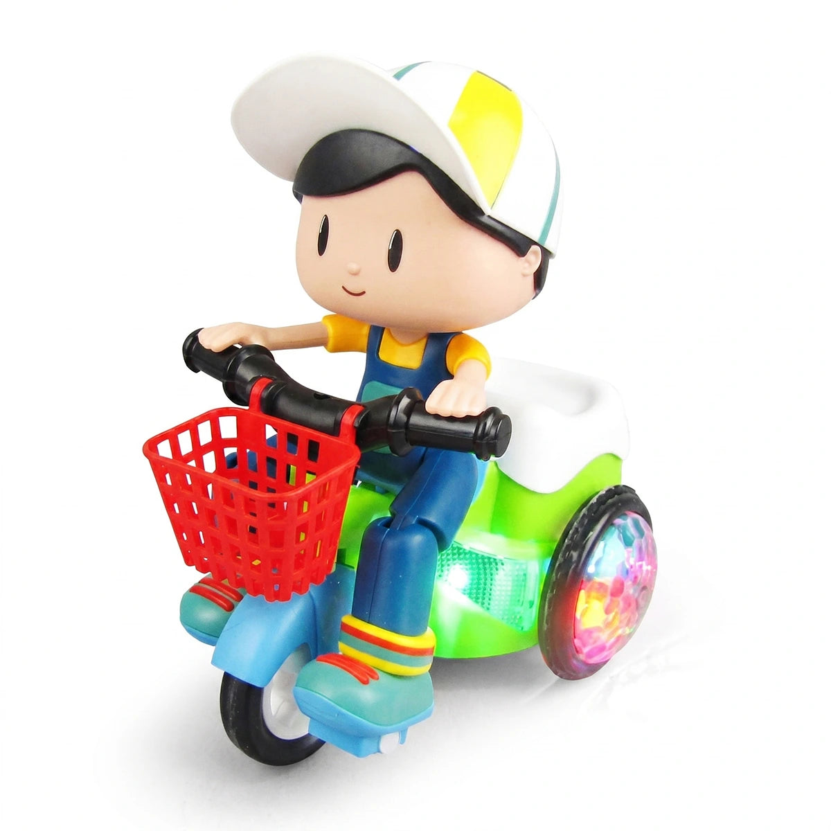 Multicolor battery operated 360-degree stunt tricycle toy for kids