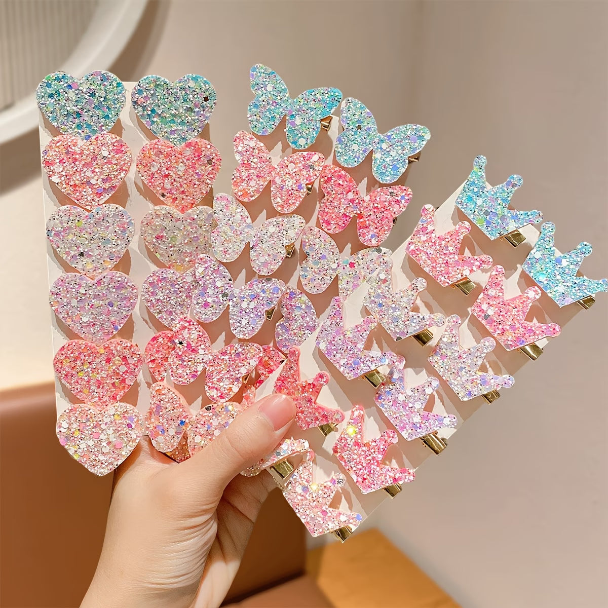 Heart Charm Hair Clips Set Cute Aesthetic Sequin Pins