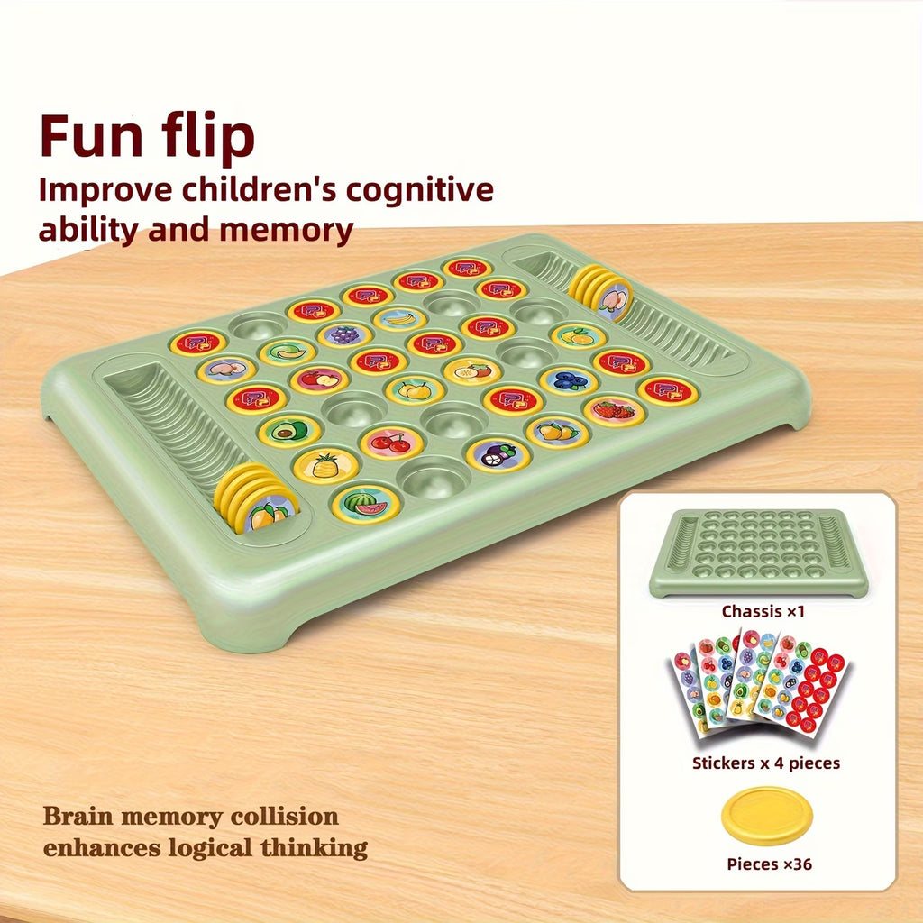 36-Piece Flip Chess Memory Board Game – Fruit and Animal Themed Concentration Puzzle