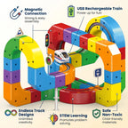 Multicolor DIY plastic modular train track toy with looping arches