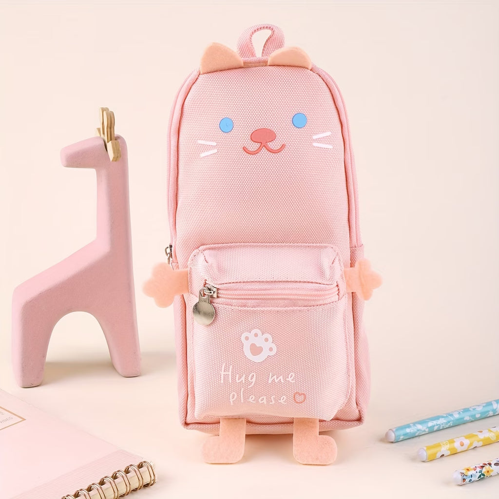 Large Capacity Cartoon Animal Pencil Case – Durable Oxford Fabric Storage Pouch
