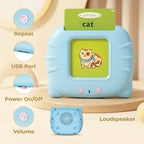 Blue educational word reader device with 112 colorful learning flash cards