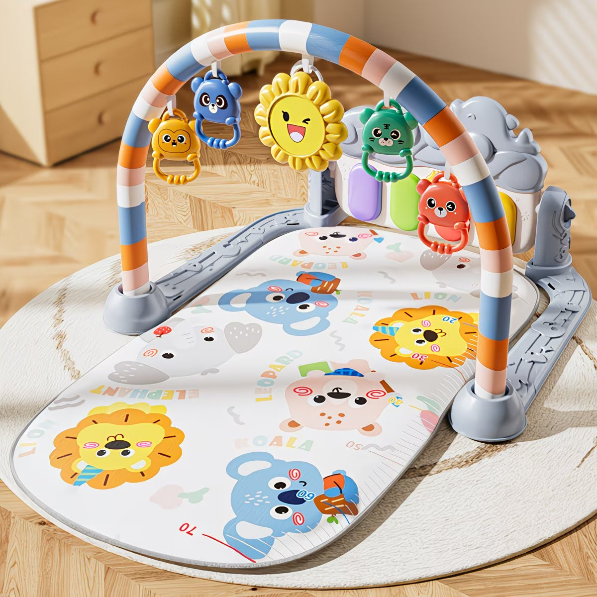 Baby Activity Gym Play Mat with Music & Lights for Infants