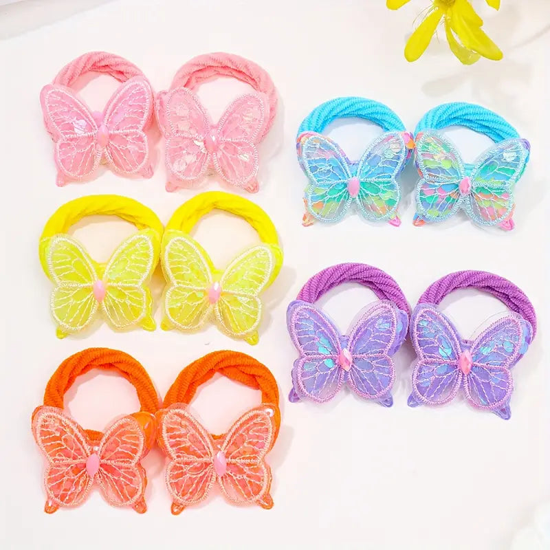 Butterfly Hair Ties for Girls – 8pcs Cute Elastic Bands, Soft & Colorful Hair Accessories