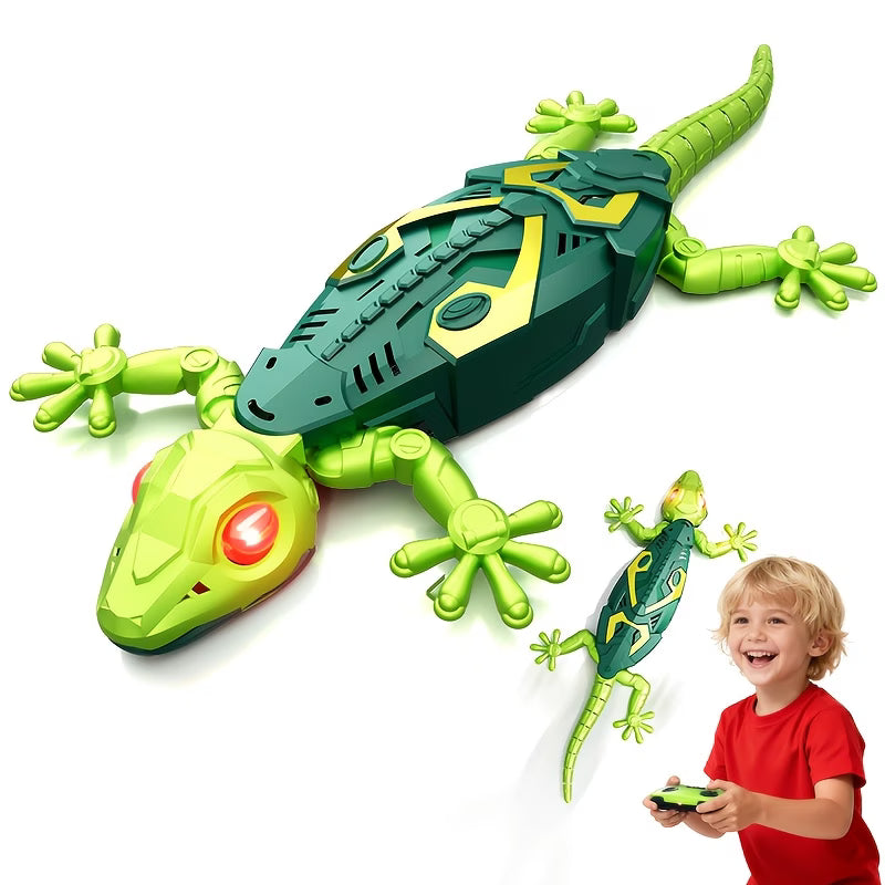 Remote Control Wall Climbing Lizard Toy with LED Eyes – Rechargeable Gecko That Crawls on Walls, Floors & Ceilings | Fun Prank Toy