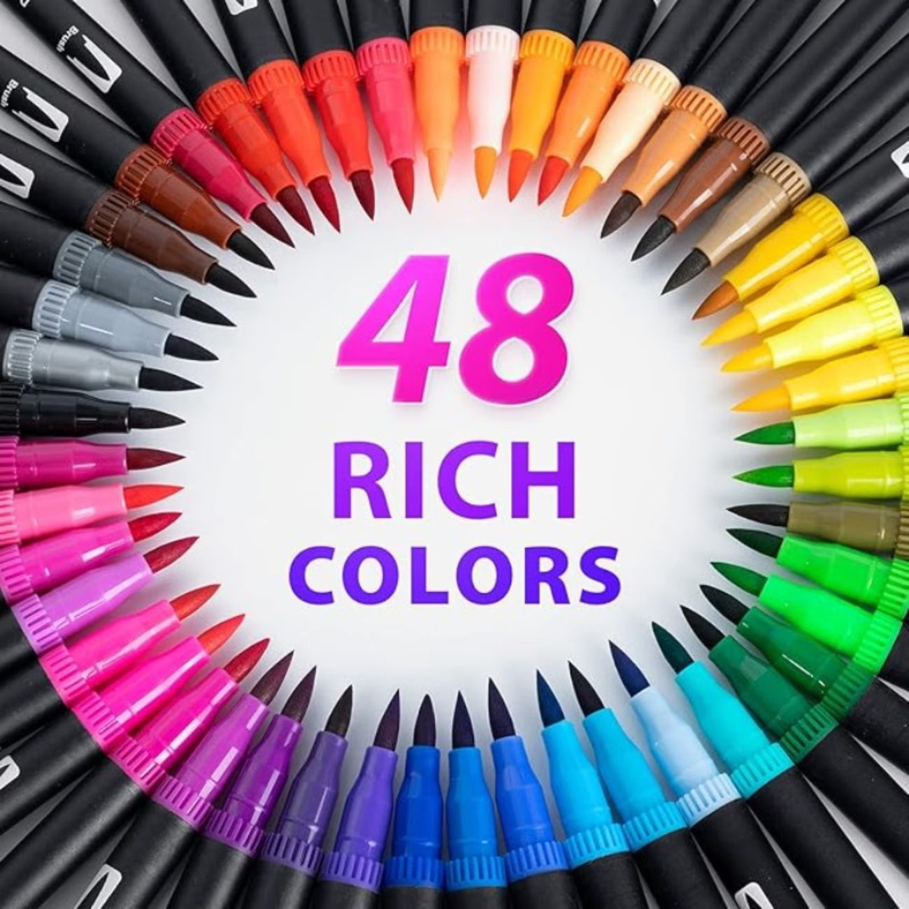 36 Color Brush Pen Set – Dual Tip Sketch Markers
