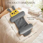 Unisex baby support pillow with yellow bunny face and side bolsters
