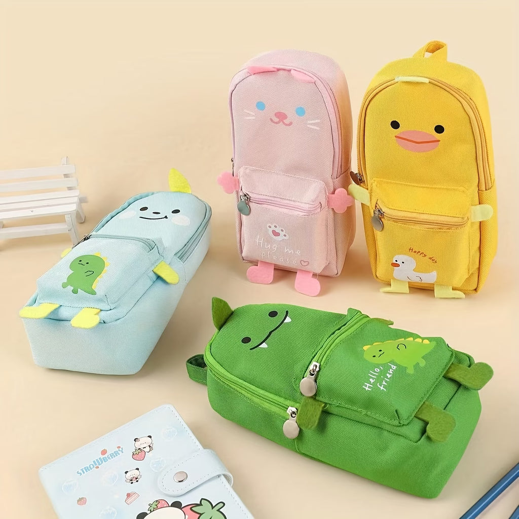 Large Capacity Cartoon Animal Pencil Case – Durable Oxford Fabric Storage Pouch
