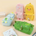 Large Capacity Cartoon Animal Pencil Case – Durable Oxford Fabric Storage Pouch