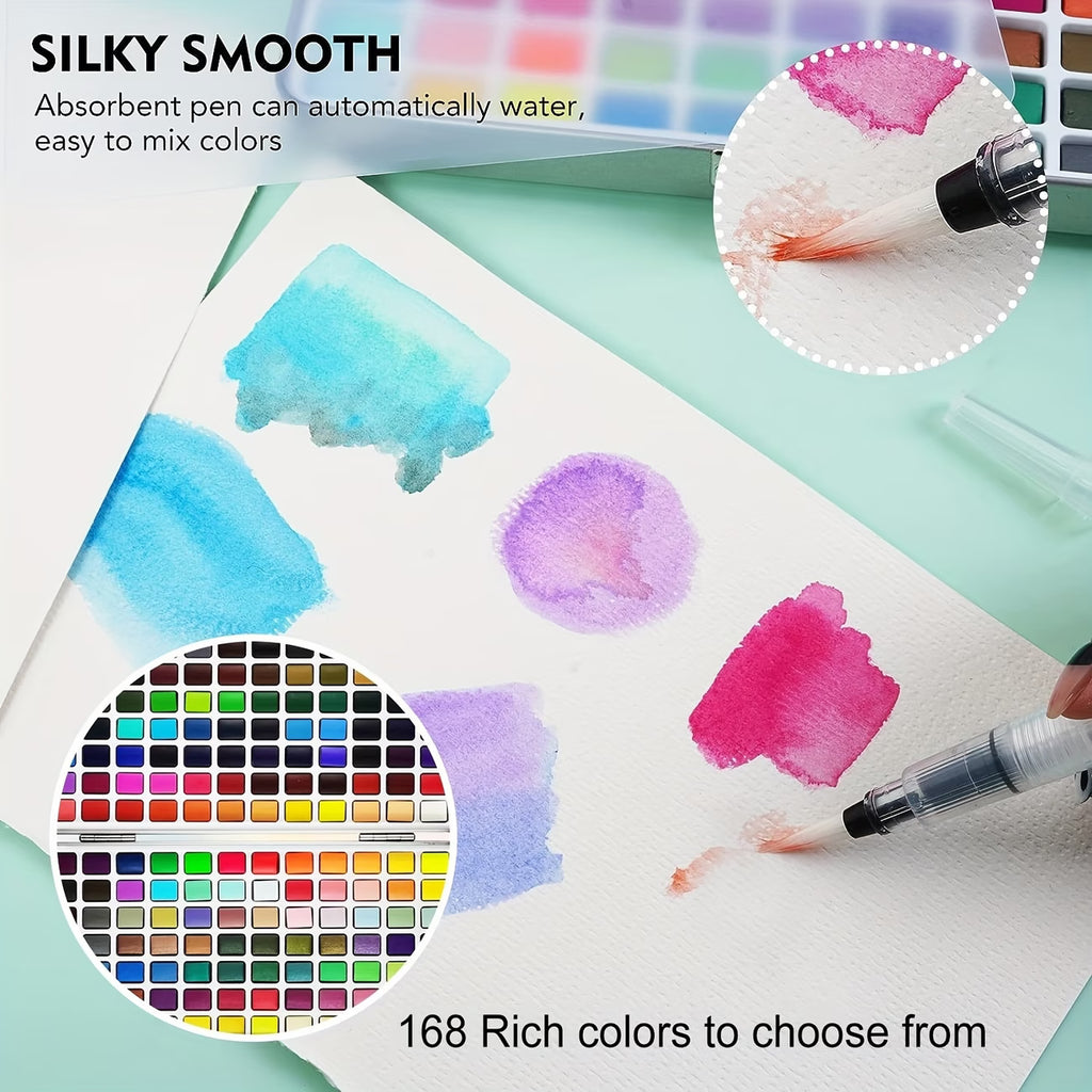 Watercolor Paint Set – 168 Colors with Palette