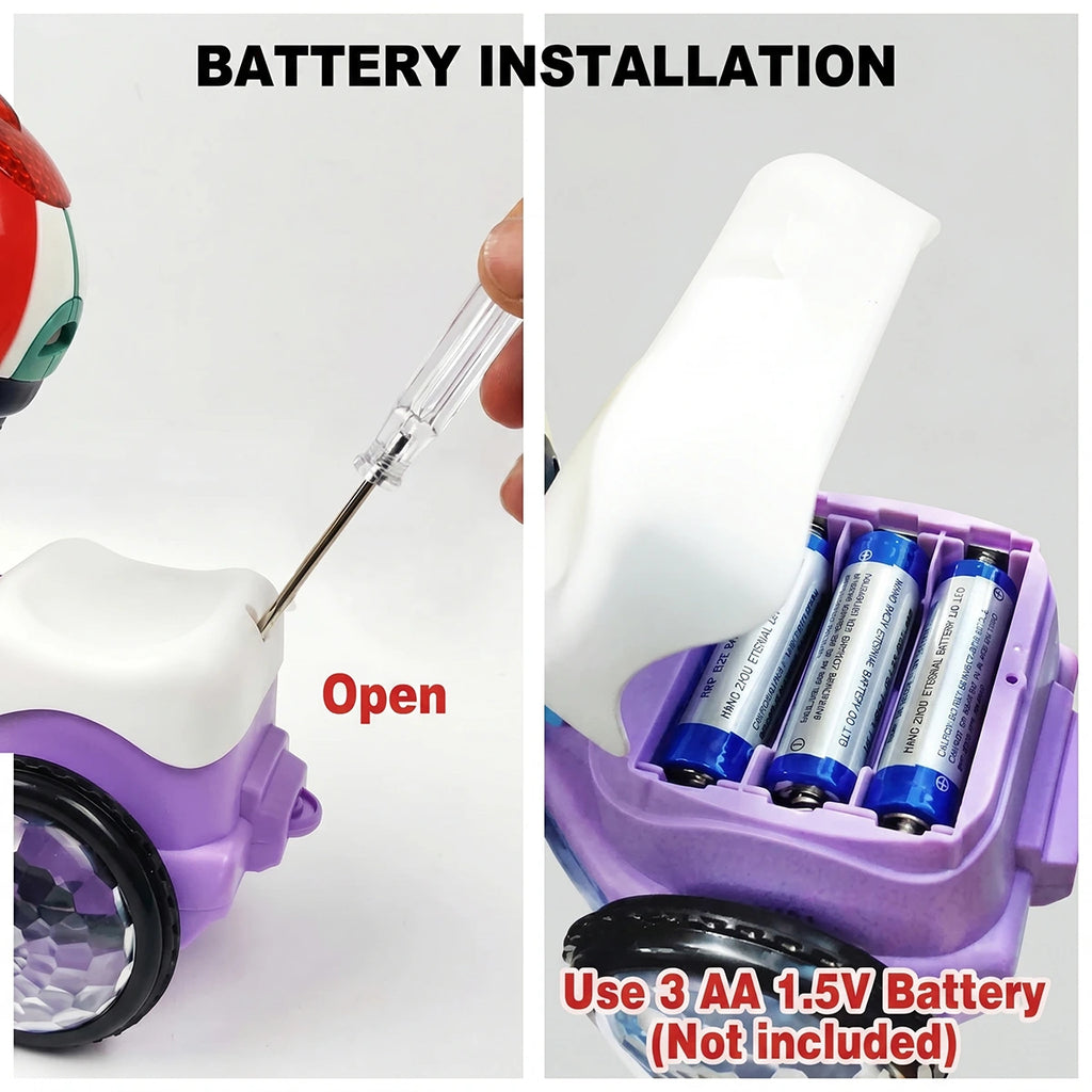 Multicolor battery operated 360-degree stunt tricycle toy for kids