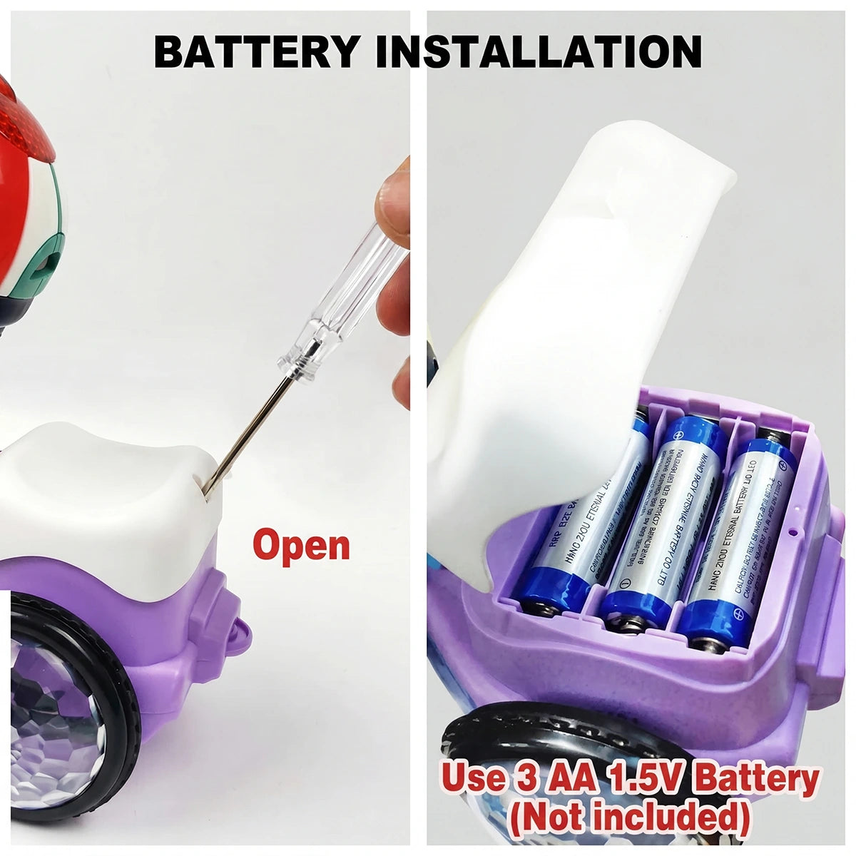 Multicolor battery operated 360-degree stunt tricycle toy for kids