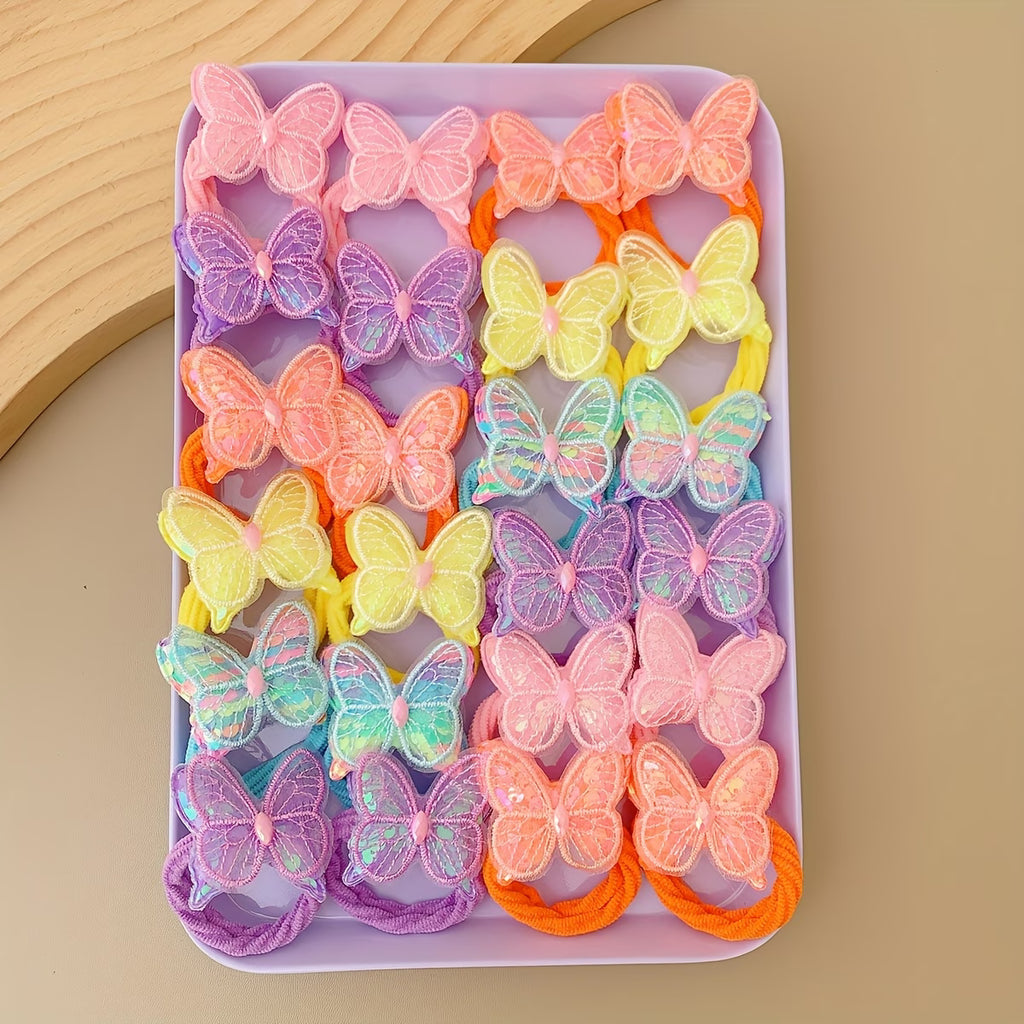 Butterfly Charm Hair Ties Set – Pack of 8 Cute Elastic Bands