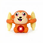 Orange plastic monkey toy holding bananas with sound control and lights
