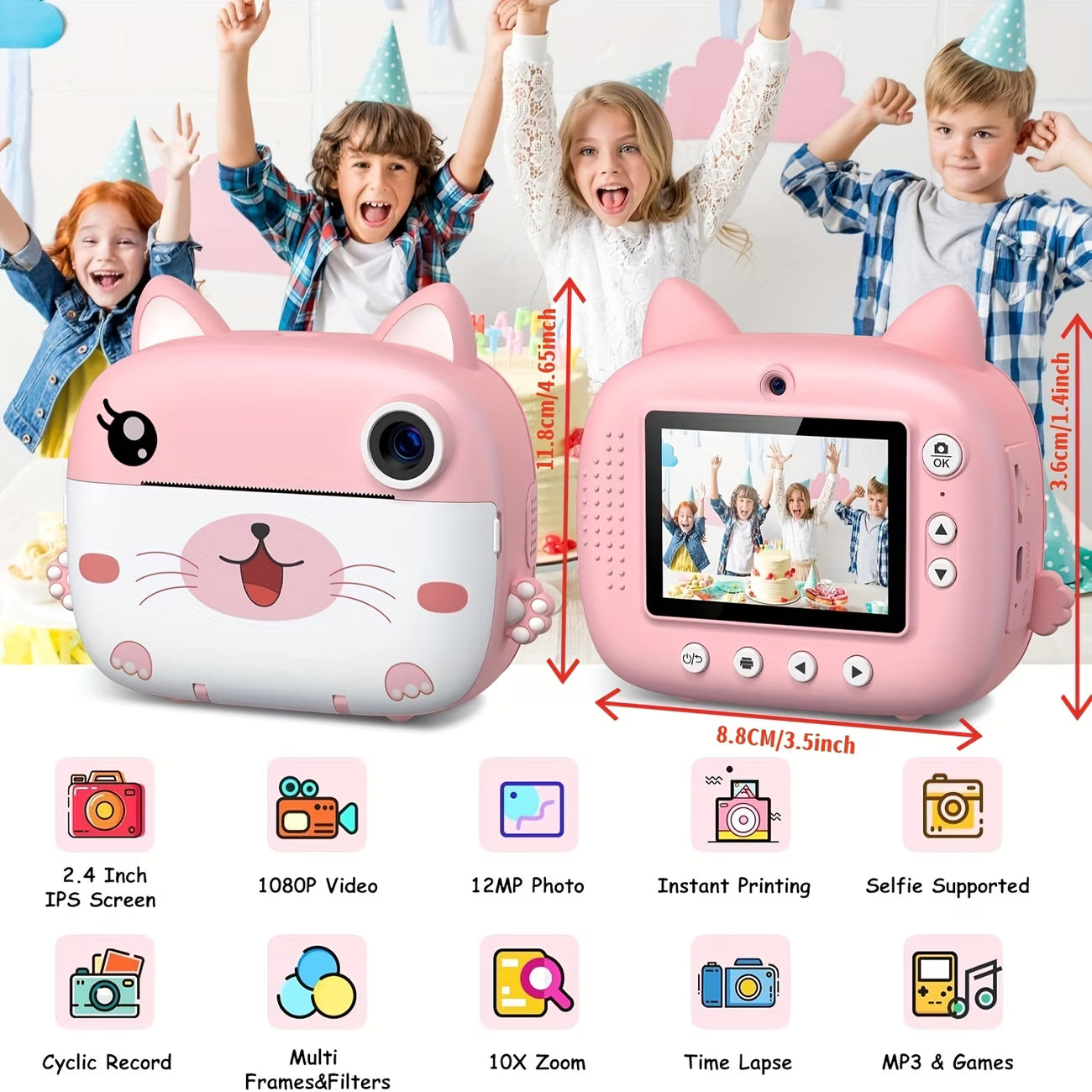 Kids Instant Print Camera with Dual Lens