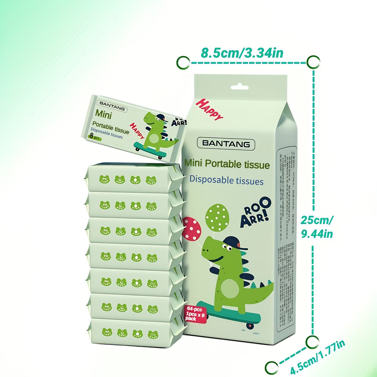 8 Packs of 64 Mini Wet Wipes – Heavy Duty Disposable Cleaning Cloths