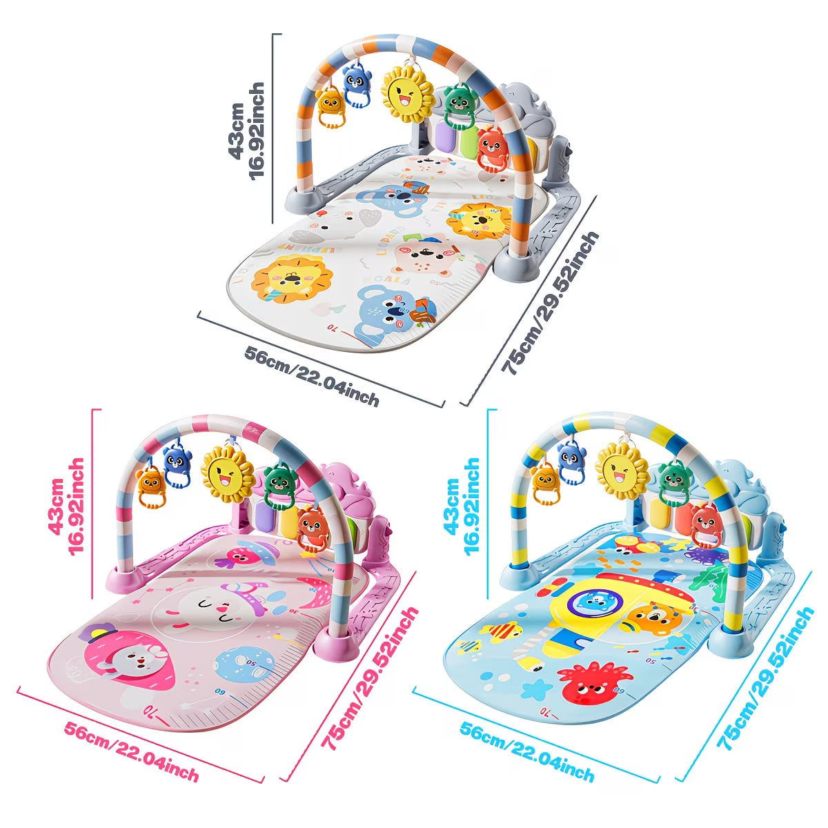 Baby Activity Gym Play Mat with Music & Lights for Infants