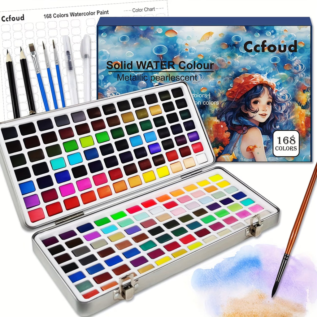 Watercolor Paint Set – 168 Colors with Palette