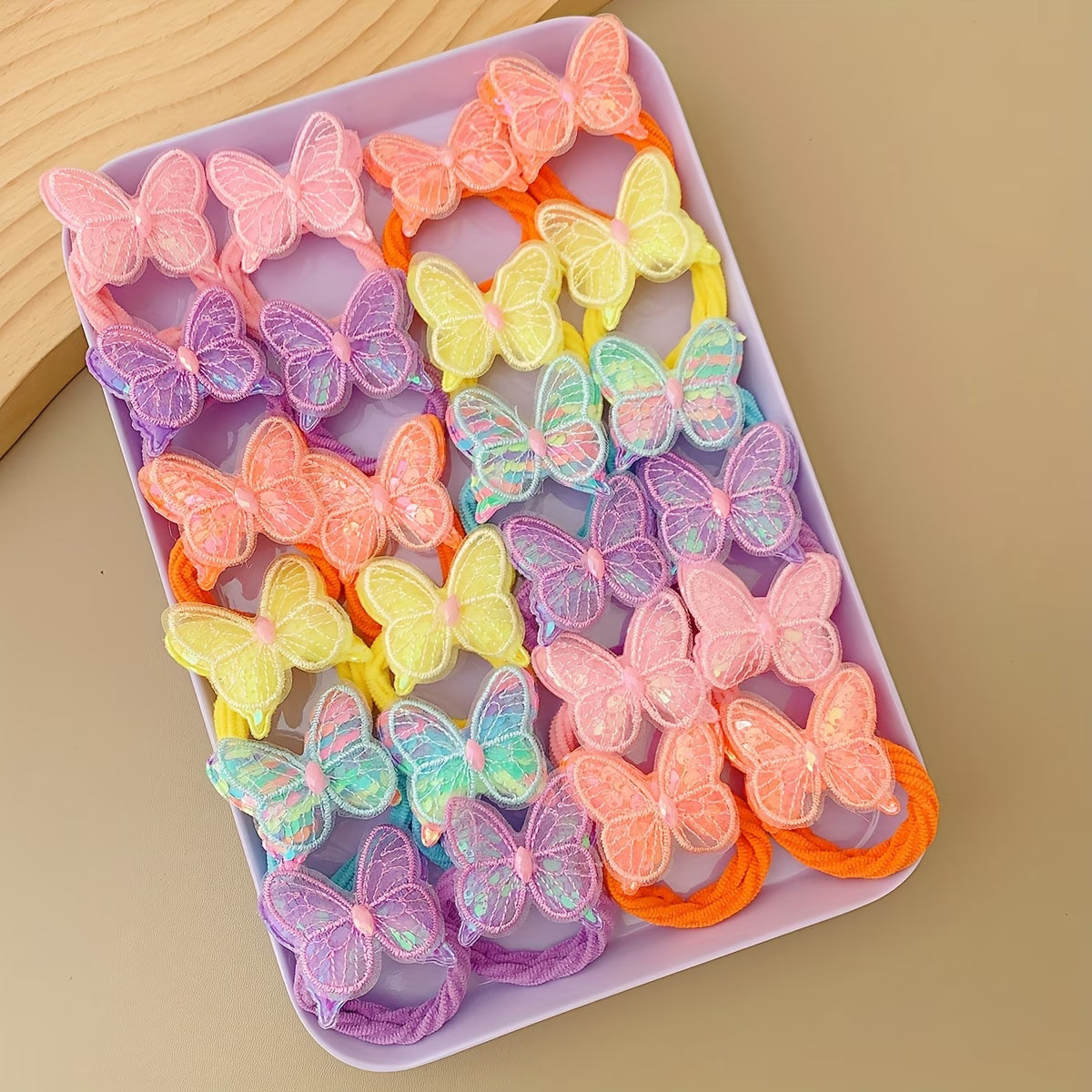 Butterfly Charm Hair Ties Set – Pack of 8 Cute Elastic Bands
