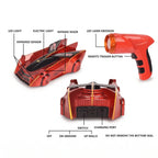Red laser controlled car toy that defies gravity on walls