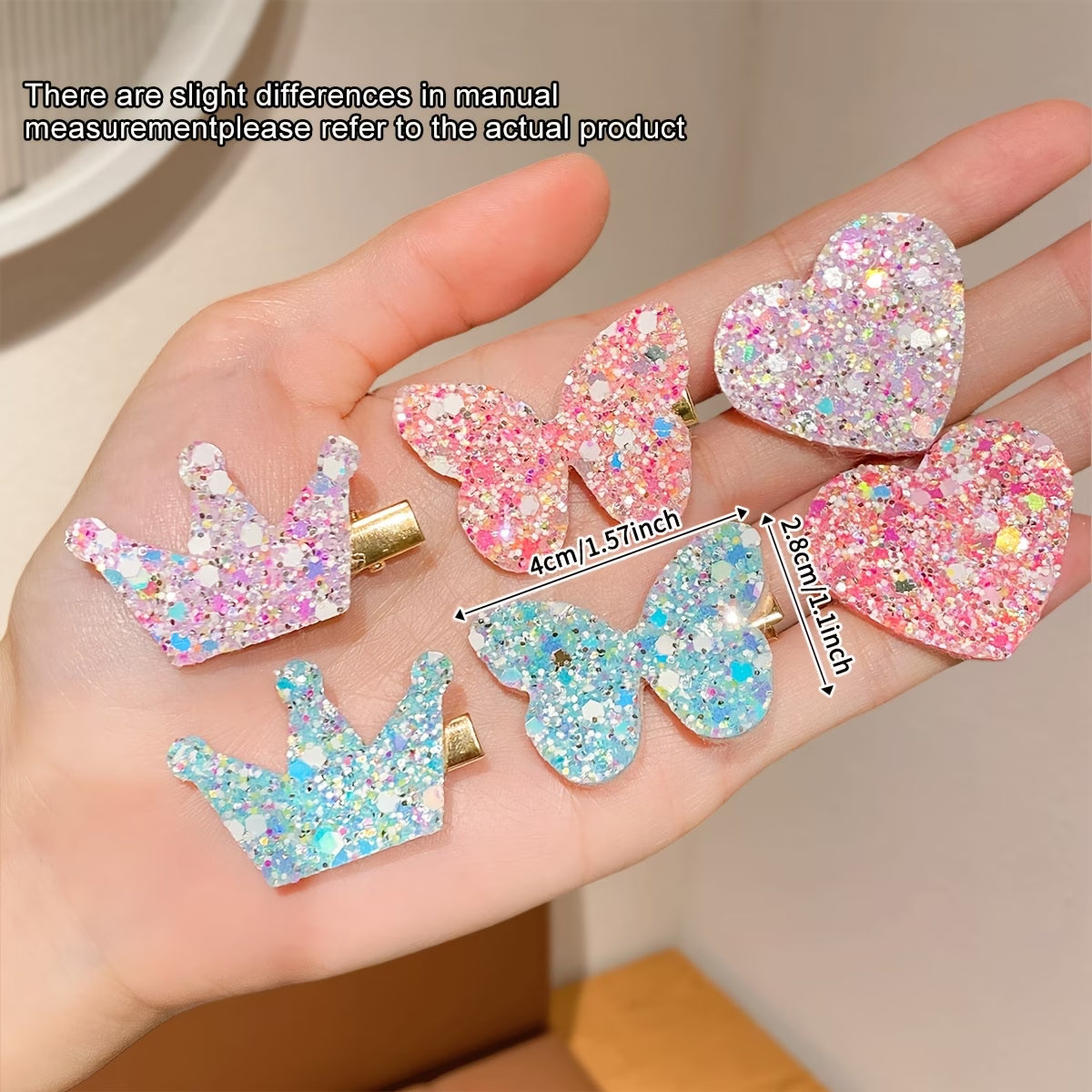 Heart Charm Hair Clips Set Cute Aesthetic Sequin Pins