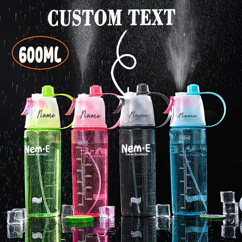 Personalized Sports Spray Water Bottle – Leakproof Mist & Drink Cooling Bottle