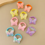 Butterfly Charm Hair Ties Set – Pack of 8 Cute Elastic Bands