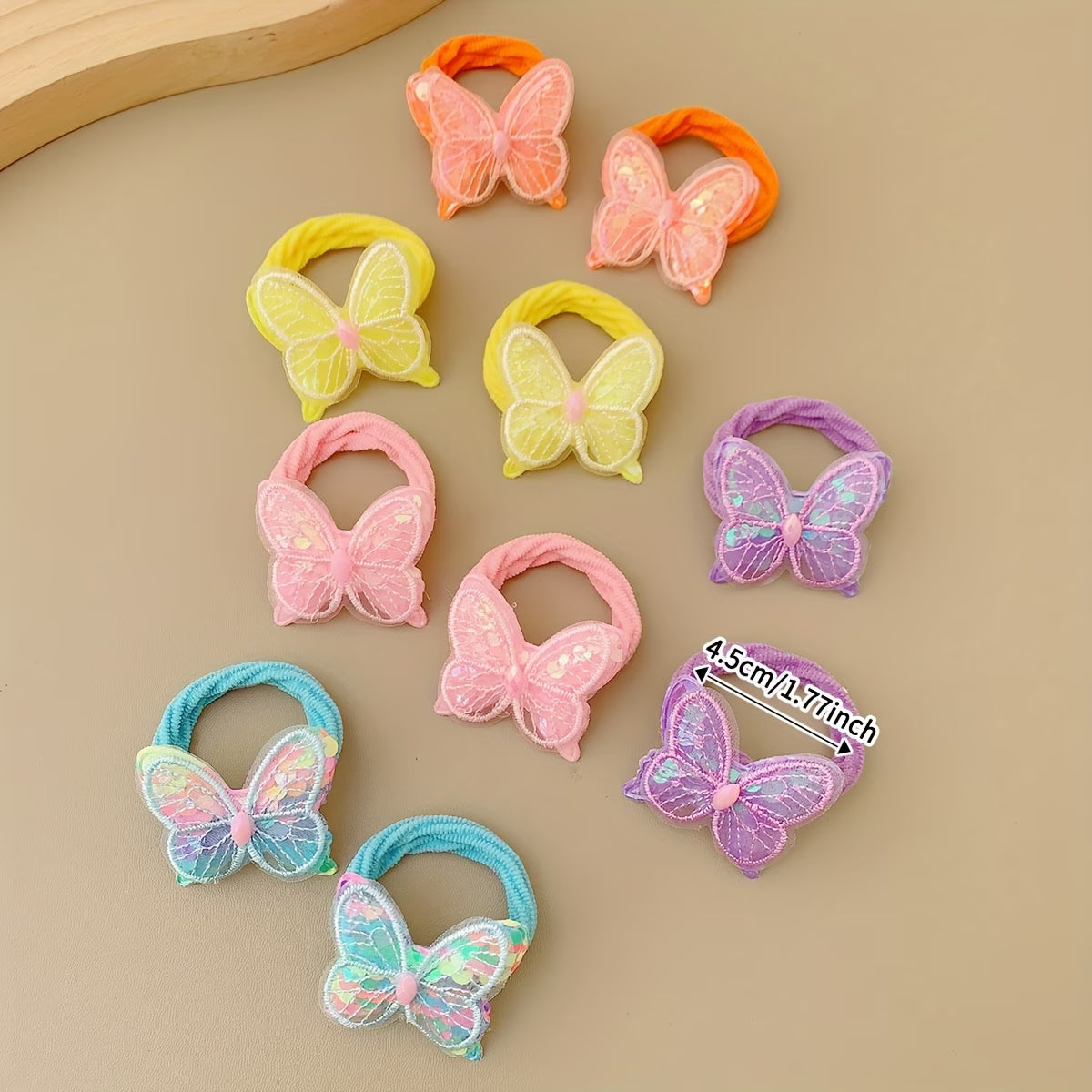 Butterfly Charm Hair Ties Set – Pack of 8 Cute Elastic Bands